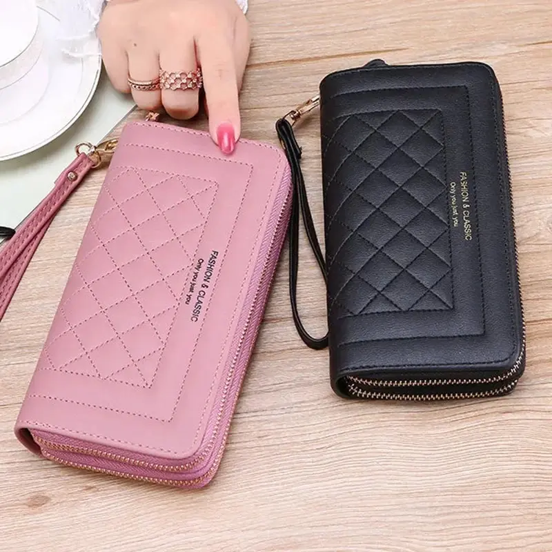 1PC Long Wallet for Women Female Tassel Coin Purse Card Holder Wallets Double Zipper PU Leather Bags