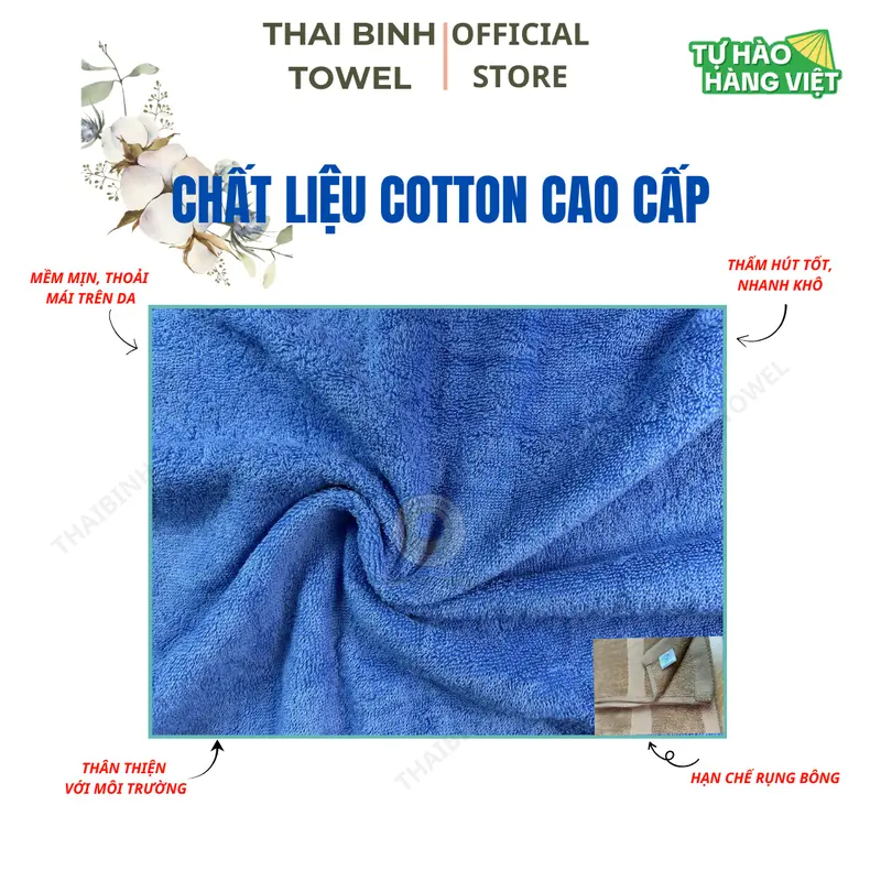 Combo 3 khăn tắm đại 70x140cm THAIBINH TOWEL làm từ sợi cotton cao cấp mềm mịn thấm hút nước 4