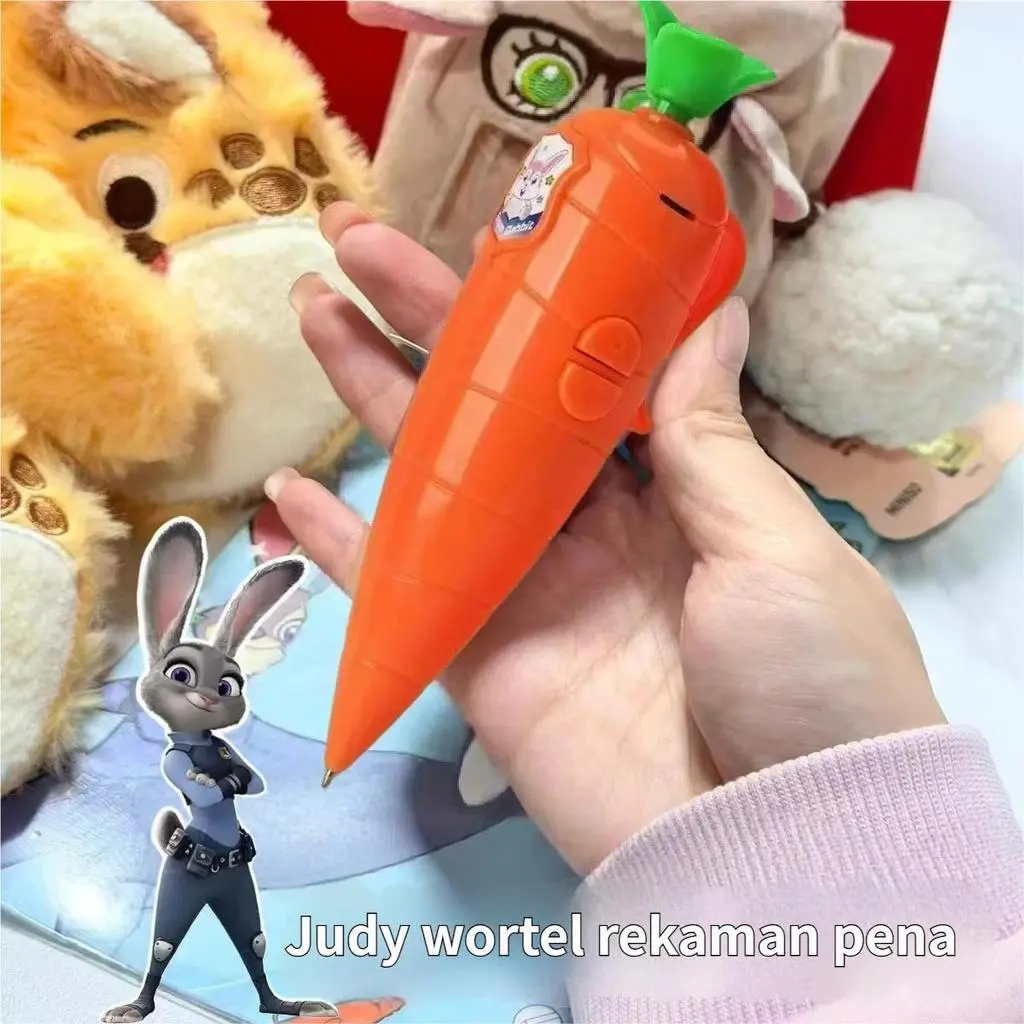 Alat Perekam Suara Karakter Zootopia - Mainan Lucu Judy Hopps & Nick Wilde dengan Wortel, Hadiah untuk Anak Sekolah Dasar