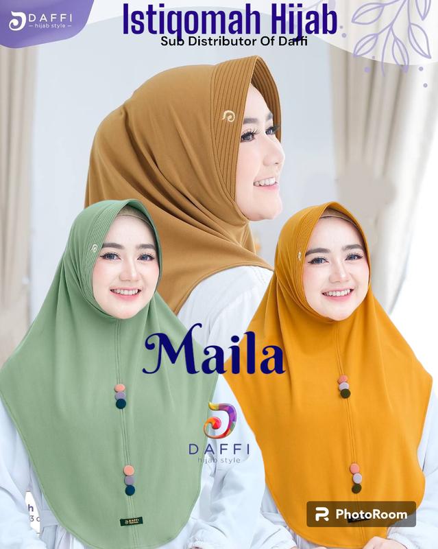 Daffi Jilbab MAILA  Kerudung  Instan Bergo Pad Aksen Variasi Kancing 1