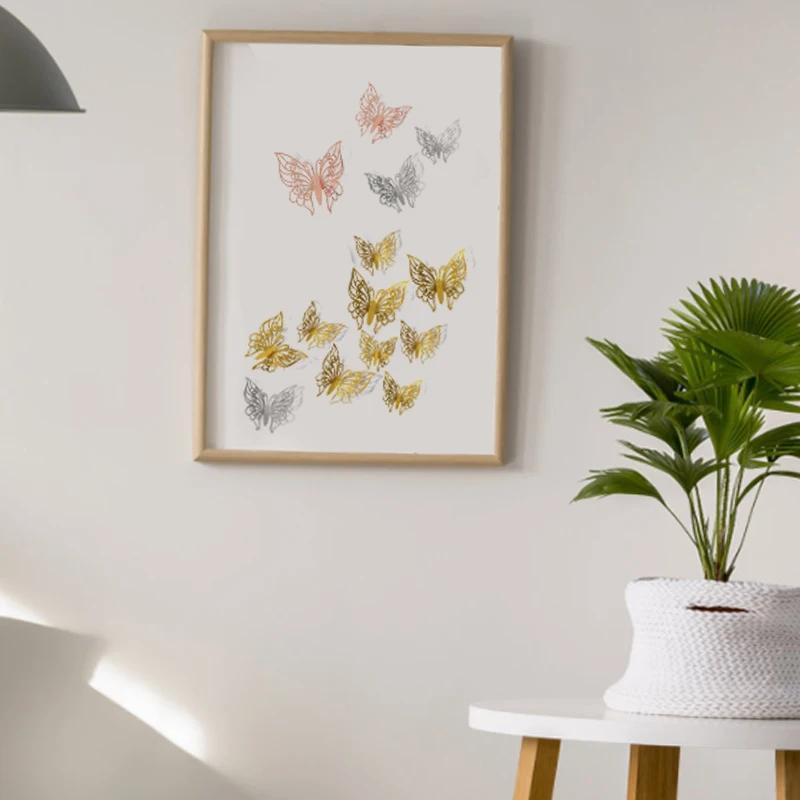 Product Introduction of 12/24/48pcs 3D Butterfly Wall Decor Wall Sticker, Gold Butterfly Decorations for Butterfly Birthday Party Cake Room Decorations 3
