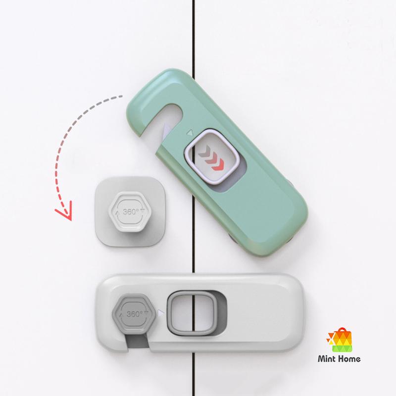 Combo 02 Khóa tủ lạnh, ngăn kéo, chốt chặn cửa cao cấp giữ an toàn cho bé Looktosee Cao Su