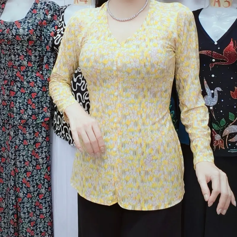 ÁO LẺ BÀ BA BÔNG thun giấy co giãn (KHÔNG KÈM QUẦN) MÃ 45,41,42,28,46,HOA VĂN mới,hoa cúc,chấm xanh/ Nữ Top 6