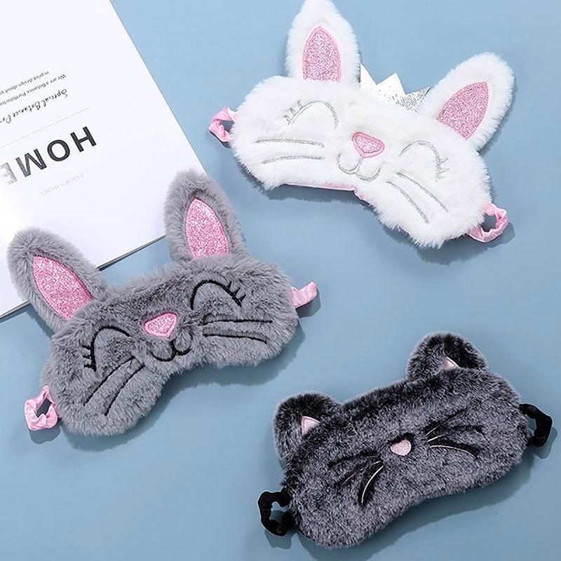 Topeng Mata Kucing Kelabu Comel Mewah, Topeng Tidur, Penutup Teduhan Mata, Penutup Mata, Pelapik Mata, Sesuai untuk Perjalanan dan Kegunaan Rumah, Item Hadiah, 1PCS 6