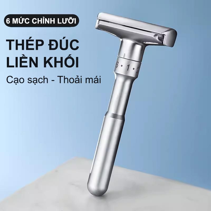 TẶNG 10 LƯỠI PLALTINUM Dao cạo râu cổ điện đúc nguyên khối (MÀU BẠC) parker  razor toothbrush razors