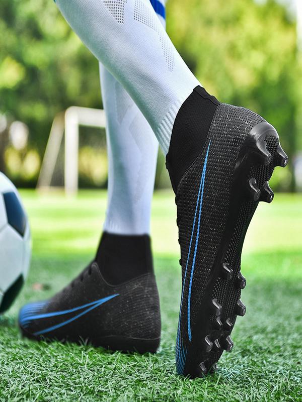 New Arrival Summer Striped High Top Professional Soccer Shoes, Lace Up Non-slip Sneakers for Training Match Practice, Athletic Sports Shoes for All Seasons 1