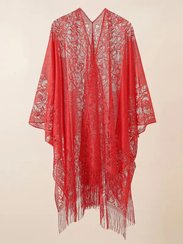 Women's Floral Lace Shawls, Sexy Sheer Cover Up Shawl for Summer, Fashion Clothes Accessories for Women & Girls 6