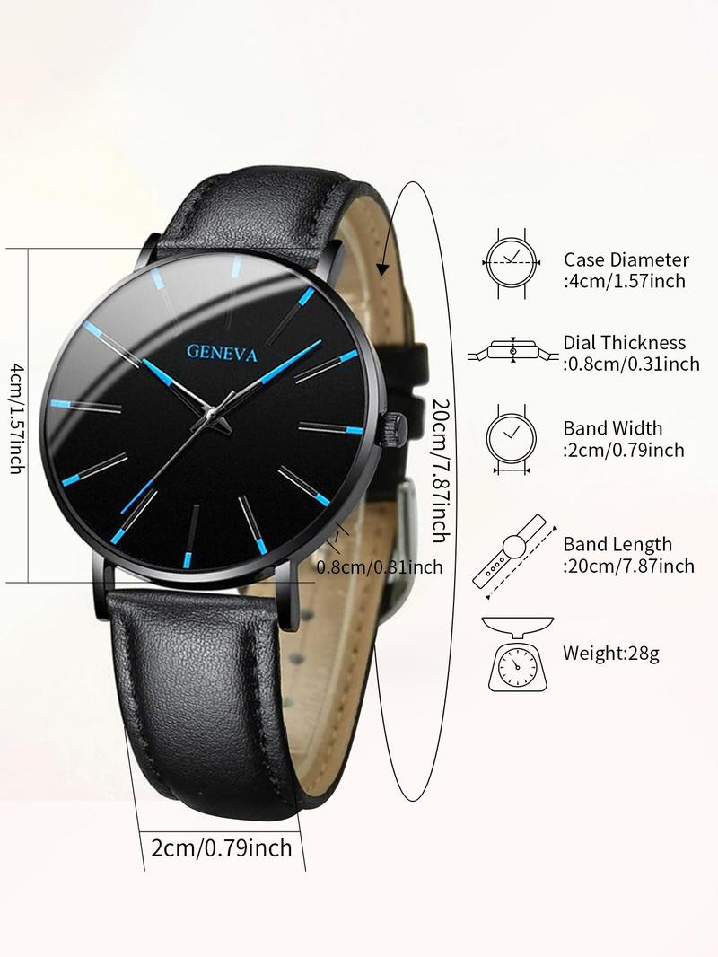 Product Introduction of Buckle Round Dial Analog Quartz Watch & Drawstring Beaded Bracelet Without Box, 2024 Fashion Trendy Style Wristwatch & Matching Bracelets Set for Men, Gift for Boys 6