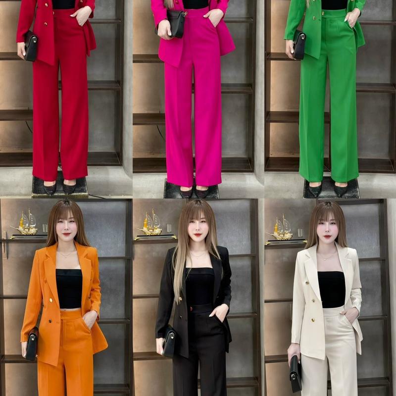 Bộ Vest Nữ 2 Món Áo Blazer Tay Dài 2 Lớp Quần Xuông Nhiều Màu PP291 5
