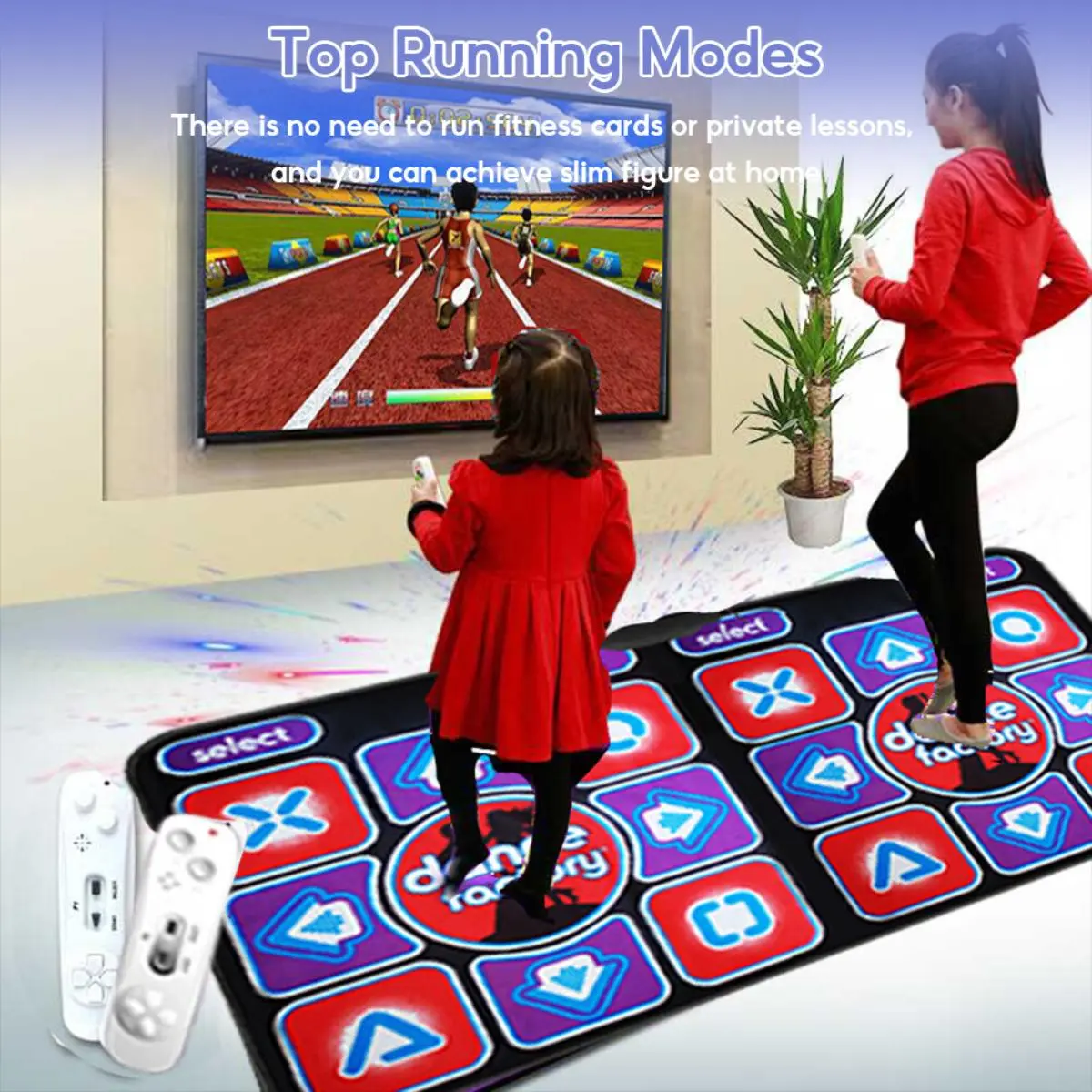 Dual Player Dance Mat TV Game Dancing Pads for Computer TV with 2 Game Controllers AV Ouput Advanced Dancing Mat Double Dance Blanket Consoles Sense Games (English UI)