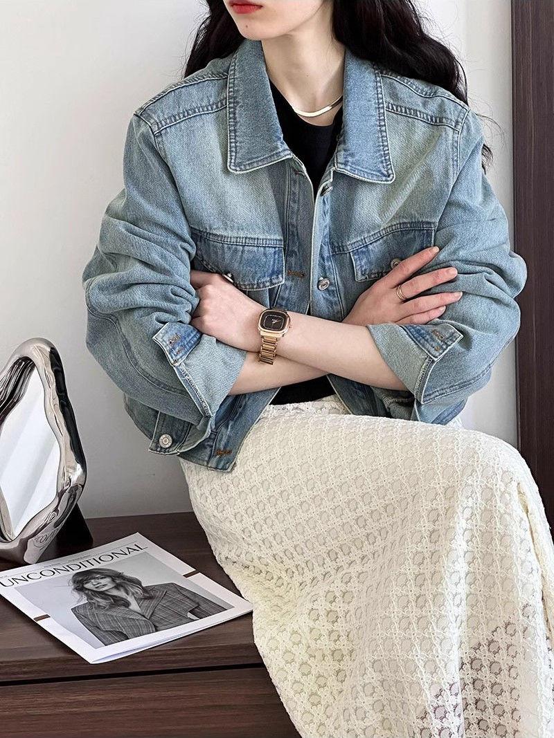 Product Introduction of Retro Denim Jacket Women's Spring and Autumn New Fashion Short Jacket Top 8