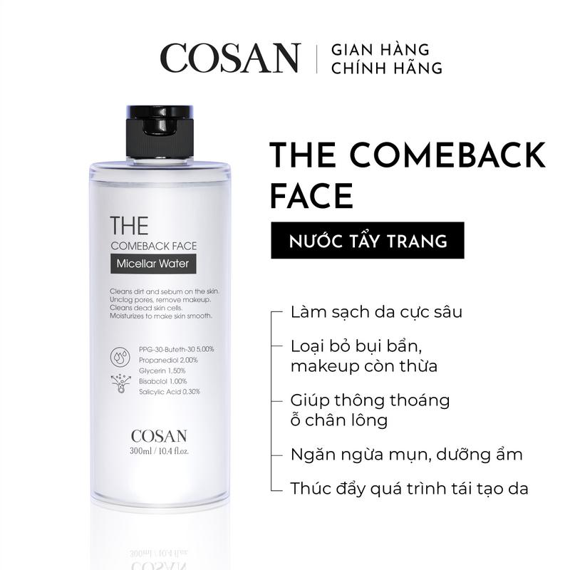 Nước tẩy trang làm sạch sâu bụi bẩn & Makeup Mỹ Phẩm - Cosan The Comeback Face Micellar Water 300ml Cosmetic