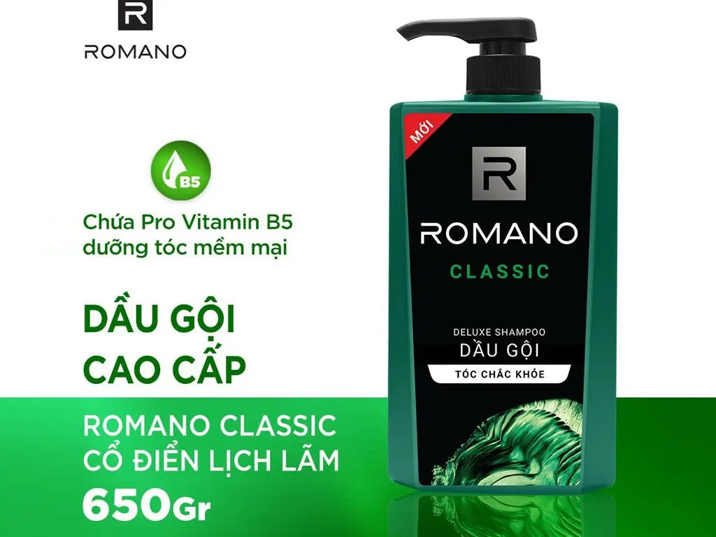 Dầu gội Romano Clasic hương nước hoa cho tóc chắc khỏe 650g Chăm Sóc Tóc Dưỡng Tóc