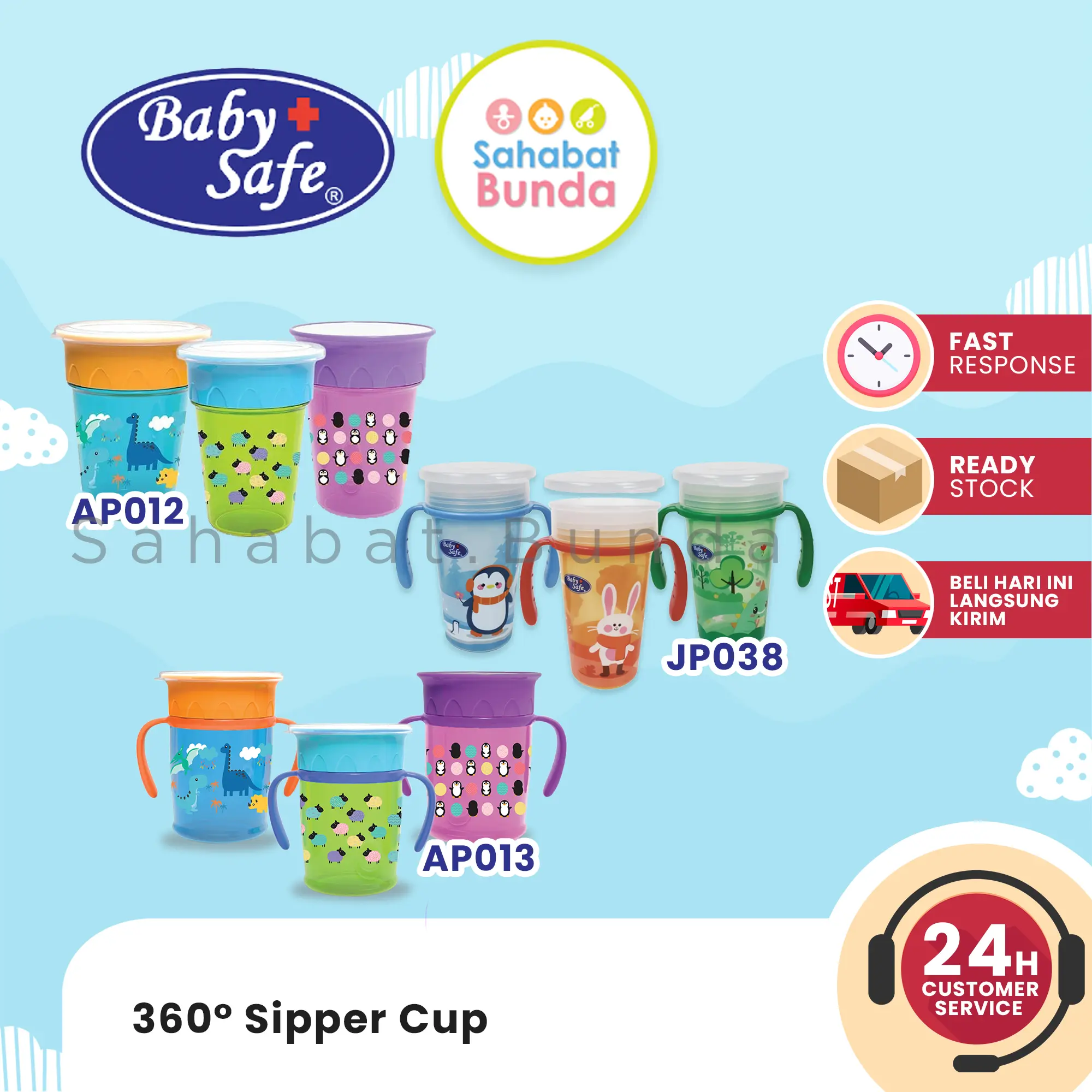 BABY SAFE 360° Sipper Cup with Handle / Gelas Minum Bayi Babysafe Anti Tumpah AP012 AP013