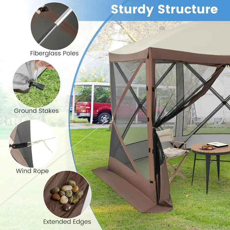 [Limited time deal]2.3 x 2.3m/3.5 x 3m/3.5 x 2.3m Pop up Camping Gazebo, 4/6-Sided Instant Setup House Tent with Carrying Bag, Portable Outdoor Sun Shelter Screened Canopy 3