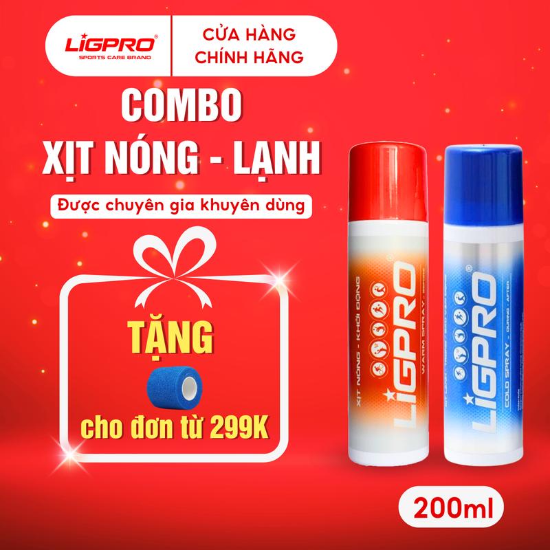 [COMBO] Chai xịt thể thao nóng 200ml, lạnh LIGPRO khởi động nhanh, giảm đau hiệu quả bang  goi