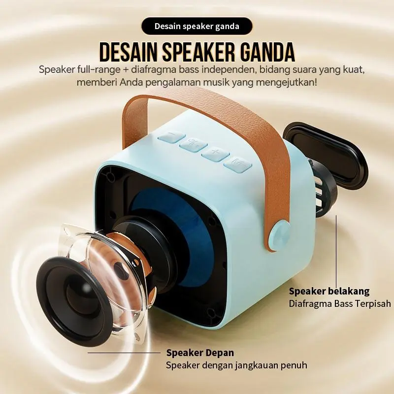100% Original mini Karaoke speaker bluetooth Bass K1 Microphone Premium set lengkap speaker bluetooth mic wireless 4
