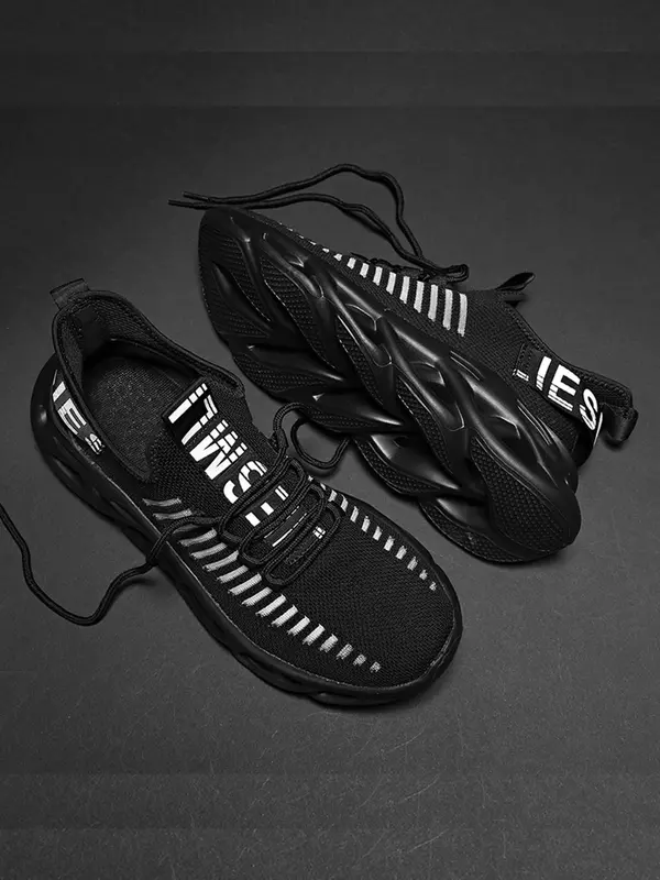 Men's Letter Pattern Lace Up Low Top Sneakers, Casual Breathable Comfortable Sports Running Shoes, Perfect for Students and Outdoor Sports 7