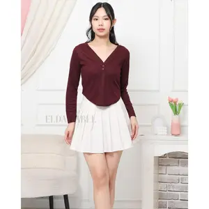 ELDA LABEL | Long Sleeve Slim Fit Atasan Wanita Panjang Knit