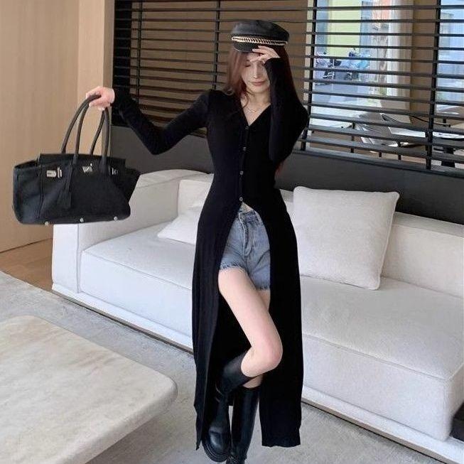 Áo Cardigan Dệt Kim Phong Cách Ngầu Go-Getter Phong Cách Cô Gái Áo Cardigan Dài Lụa Lạnh Xu Hướng Dễ Phối Đồ Cho Nữ Ngầu Ngọt Ngào Tuyệt Đẹp Áo Mỏng Thời Trang 3