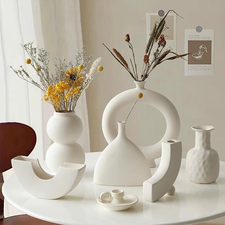 Bình hoa phong cách Bắc Âu bằng nhựa Gốm giả hình thời trang Trang trí hoa hiện đại Trang trí nhà cửa Decor Decor Phòng