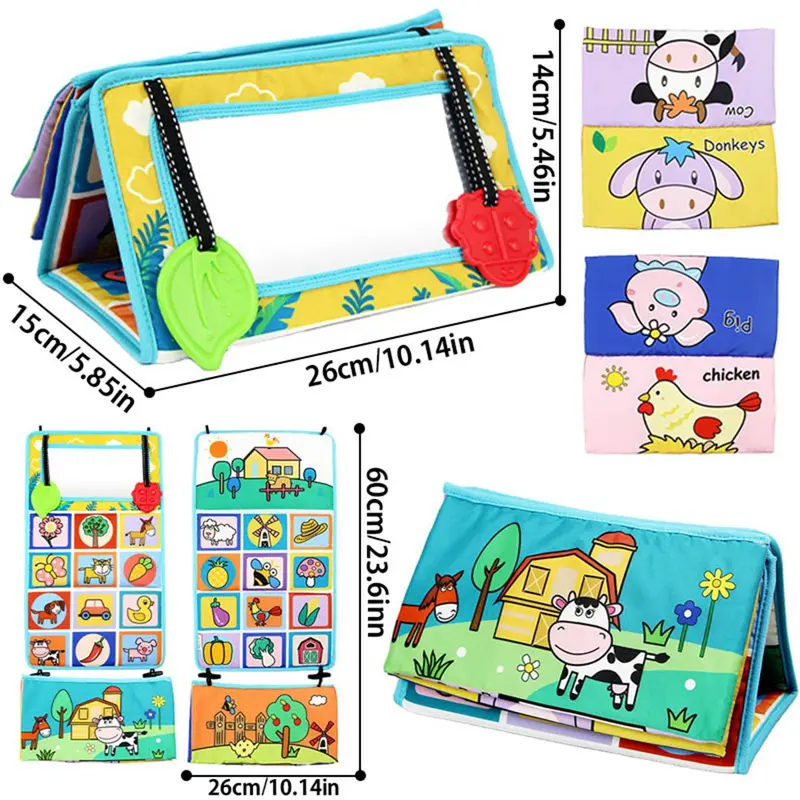 Foldable Floor Mirror Toys with Teethers for Sensory Montessori Development Crawl Toys High Contrast Toy (Not Sold in Combination), Back to School, Thanksgiving, Chrismats Gift Set 7