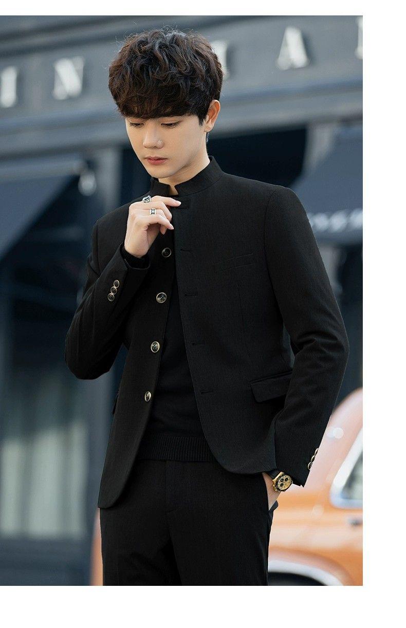 Product Introduction of Spring and Autumn Zhongshan Suit 2023 Men's Trendy Pu Handsome Slim Fit Chinese Stand Collar Handsome Tang Suit Coat Youth Suit Suit Sport 18