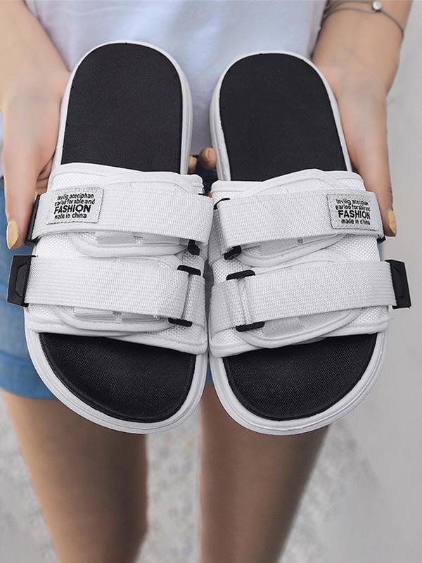 Summer 2024 Women's Fashionable Non-slip Slides, 1 Pair Casual Wide Band Design Slippers for Summer, Beach, Daily Wear, Breathable Comfortable Sports Running Shoes Perfect for Students and Outdoor 5