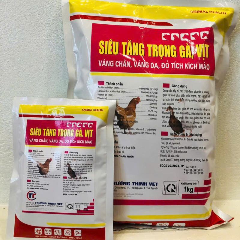 SIÊU TĂNG TRỌNG gà vịt 1kg lớn nhanh, hiệu quả cao. Thức ăn vỗ béo cho gà vịt ngan giúp gà vịt lớn nhanh, lông óng mượt, vàng da, nhanh lớn . An toàn hiệu quả cao giảm chi phí chăn nuôi 5