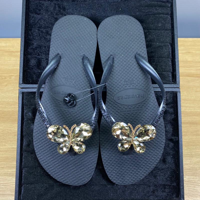 Dép xỏ ngón gắn Charm Búm Đá Vàng  vòng thâu quai 8