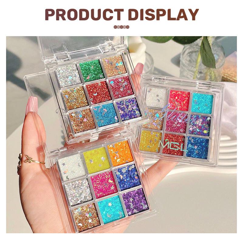 【ANISAHEN】Palet Perona Mata Payet Sembilan Warna 【ANISAHEN】Palet Perona Mata Payet Sembilan Warna