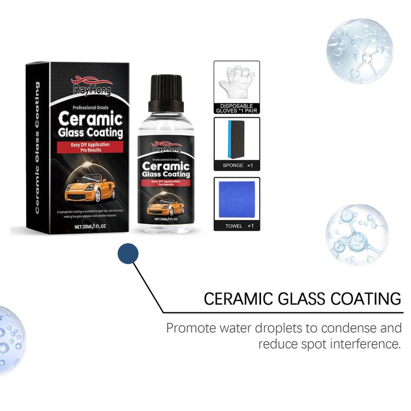 Product Introduction of Car Glass Coating Agent, 1 Set Ceramic Glass Coating Agent, Car Window Rainproof & Anti-fog Agent, Professional Car Cleaning & Care Fluid 3