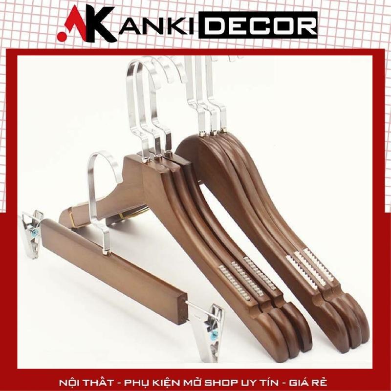 COMBO 10 Móc treo quấn áo gỗ nâu móc quần áo bằng gỗ sang trọng bền đẹp cho shop và gia đình - Anki decor