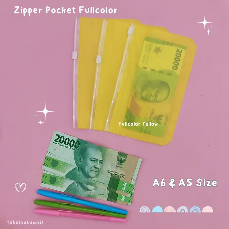 A6 A5 ZIPPER POCKET KANTONG PENYIMPANAN UANG SERBAGUNA - FULLCOLOR 2