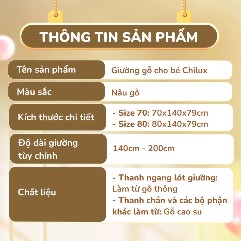 Giường gỗ cho bé Chilux - Hiện đại, an toàn, ghép giường tiện lợi và dễ dàng điều chỉnh độ dài 2