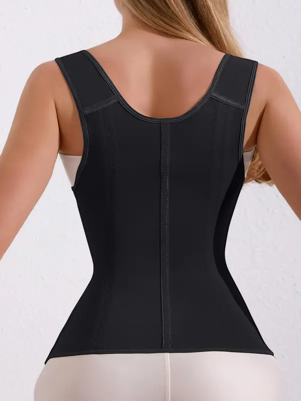 Women's Solid Color Adjustable Hook & Eye Closure Zipper Shapewear Top, Womenswear Tummy Control Girdle Highwaist Shaper Corset, Shaper Clothes, Ladies Sexy Shaper Clothes for All Seasons, Matt Waist Trainers, Valentine's Day, Gift for Her 7