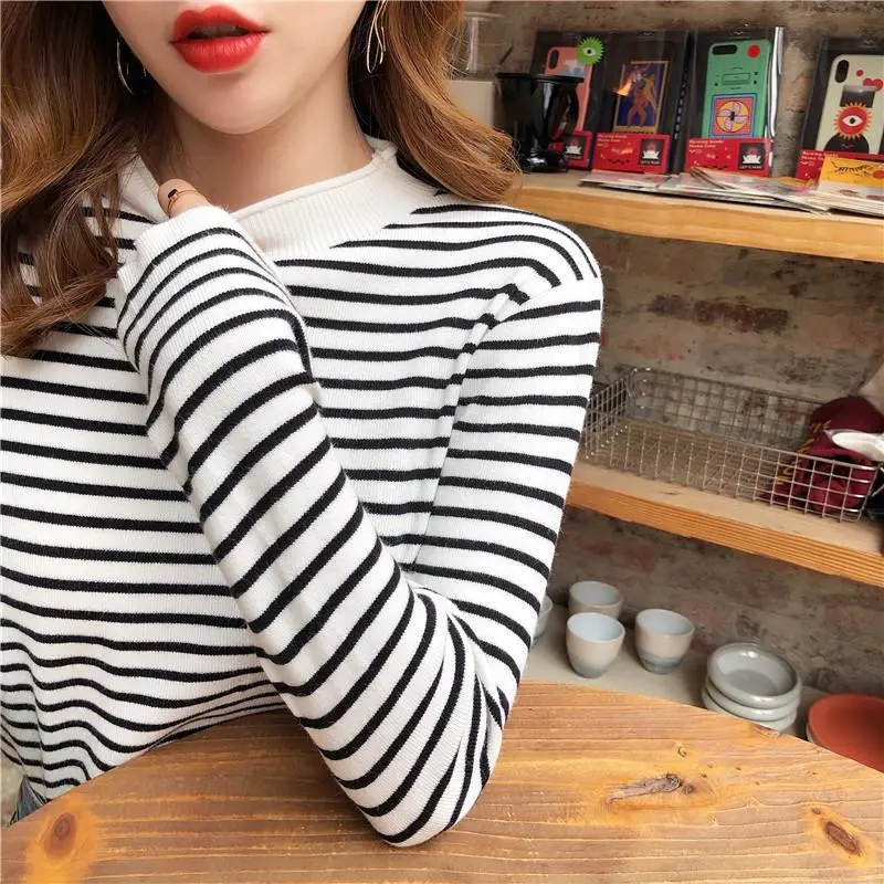 Bellastyle Inner Rajut Turtleneck Lengan Panjang Model Terbaru | Dalaman Hijab | Atasan Wanita Rajut | Baju Stripe Fit Tangan Panjang | Top High Knitwear F2102/F2107 4
