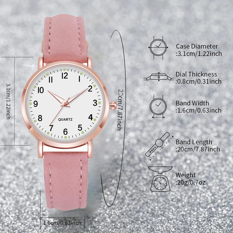 2PCS Jam Tangan Kuarsa Anak-Anak Tali Kulit Dial Bulat Bercahaya Tren Mode Kasual Jam Tangan Luar Ruangan Sederhana Fashion (tanpa Kotak) 4