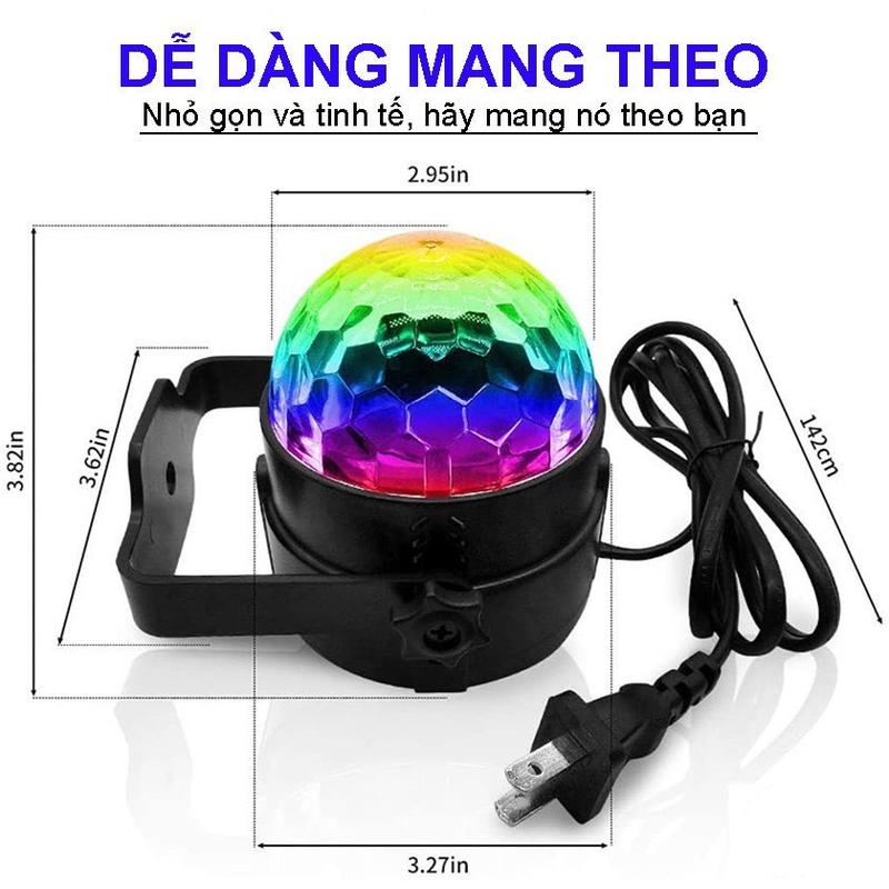 Đèn Led Xoay Trang Trí 7 Màu Cảm Ứng Xoay Theo Nhạc Có remote 1