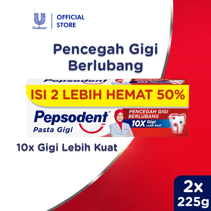 [SALE !] Pepsodent Pencegah Gigi Berlubang Pasta Gigi 225G Value Pack 0