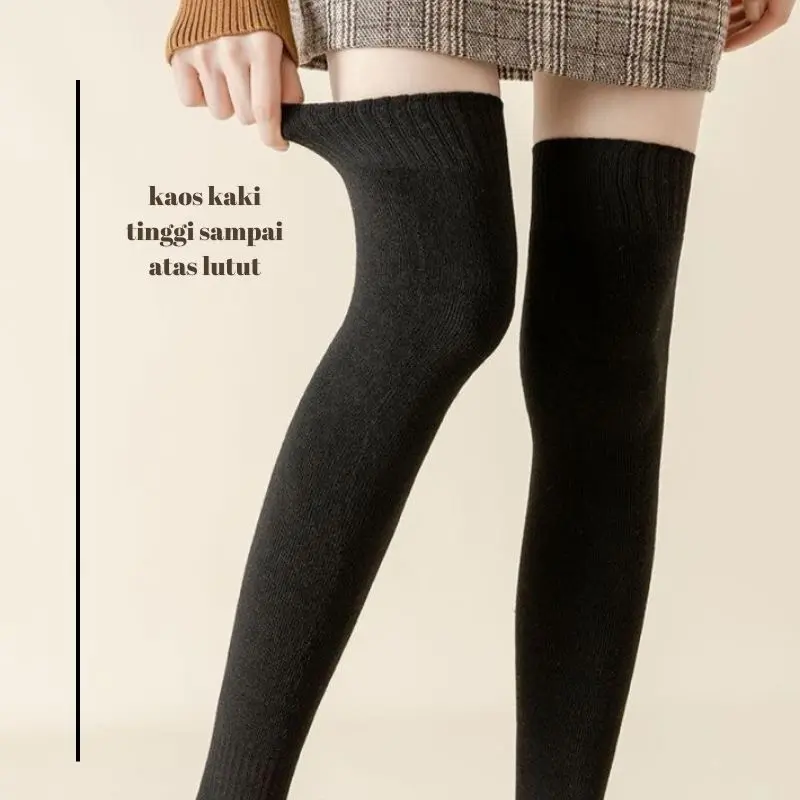 KH01 Kaus Kaki Winter Socks Kaos Kaki Handuk Musim Dingin Tebal Tahan Dingin Kaus Kaki Tinggi Atas Lutut Wanita Women High Long Socks 5