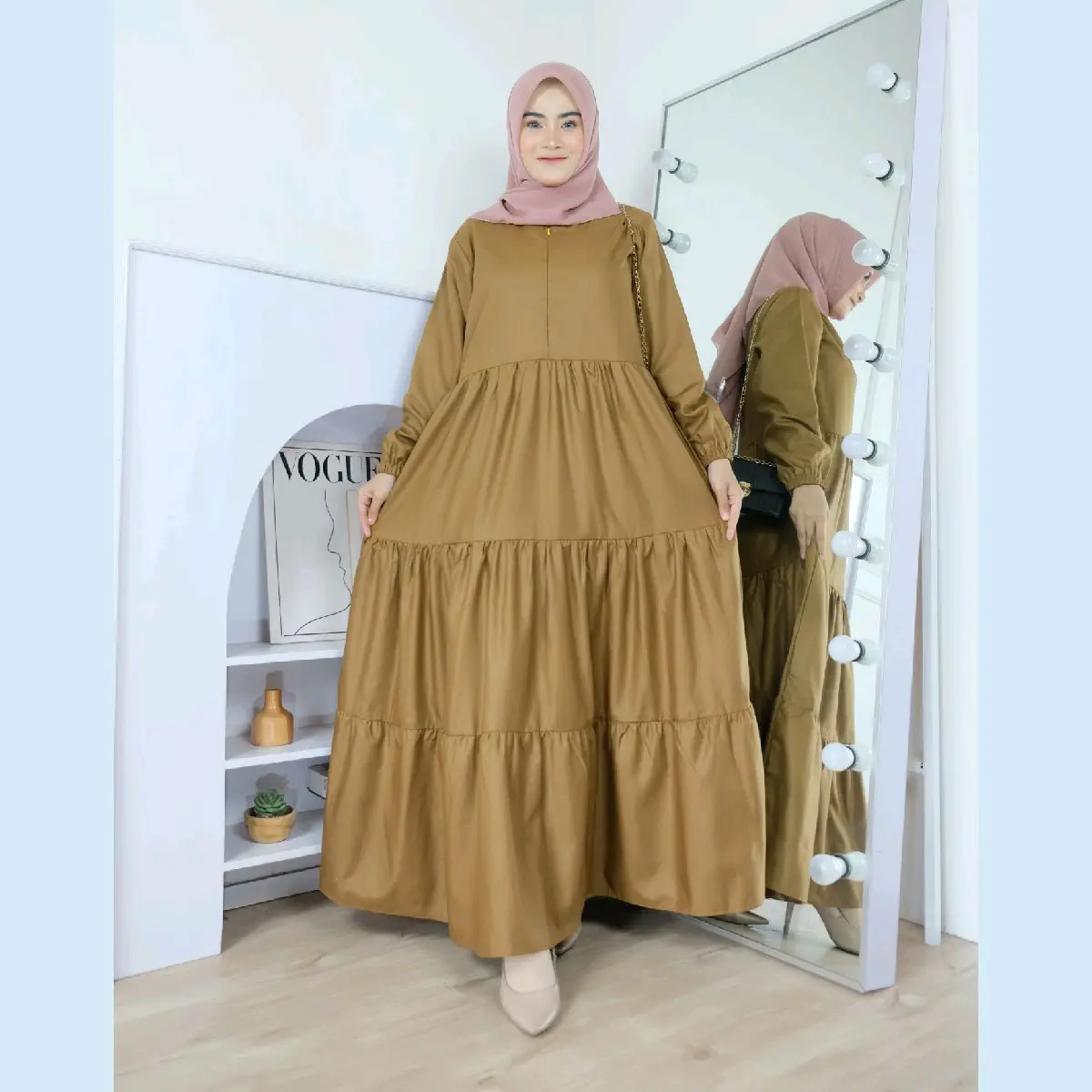 gamis katun susun toyobo Polos Busui