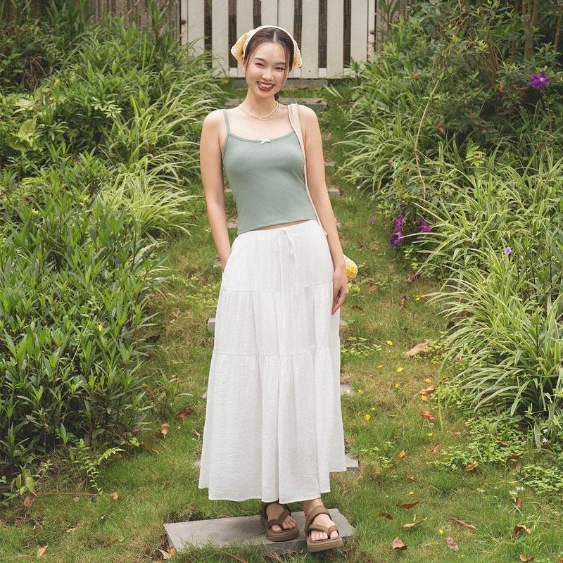 Chân váy tơ nhăn 2 lớp Chiffon Midi Skirt -by ufo.thebasic Nữ Women