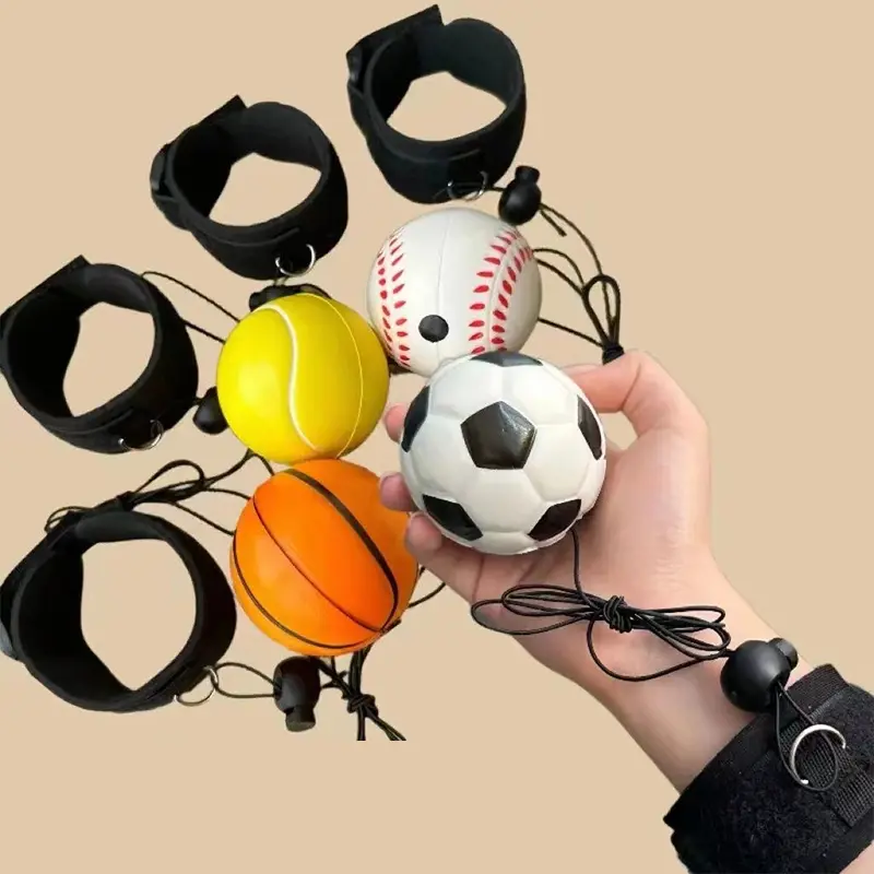 Wrist Return Ball Elasticity Rubber Ball For Wrist Exercise Hand Strengthening Outdoor Indoor Bouncy Ball Wristband Kids Toys