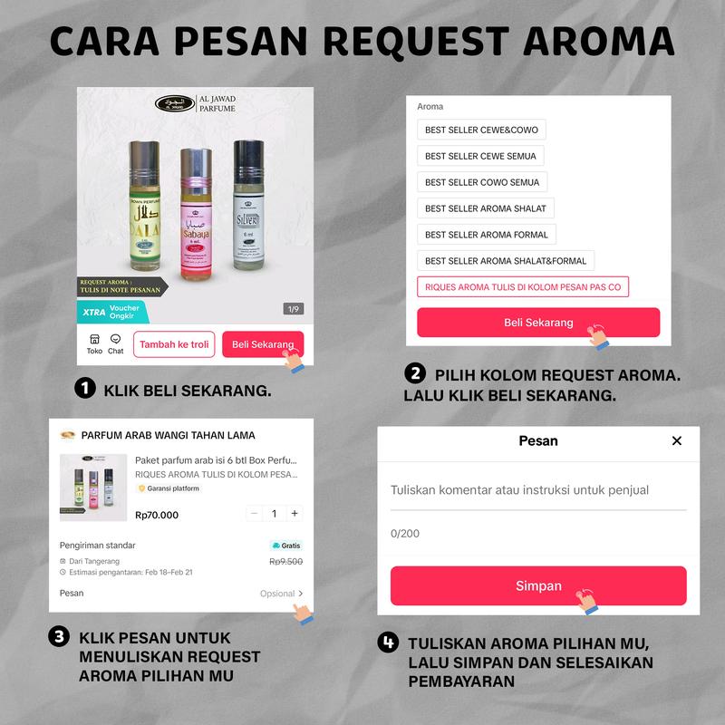 Paket Parfum Arab Eksklusif Al Jawad, 1  Box 6 Botol Wangi Pria Wanita Perempuan Laki-Laki  Perfume Bunga 3