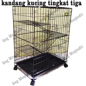 kandang kucing tingkat 3  ukuran 90x60x40 cm bisa di lipat tingkat bisa bongkar pasang cat coating tahan karat