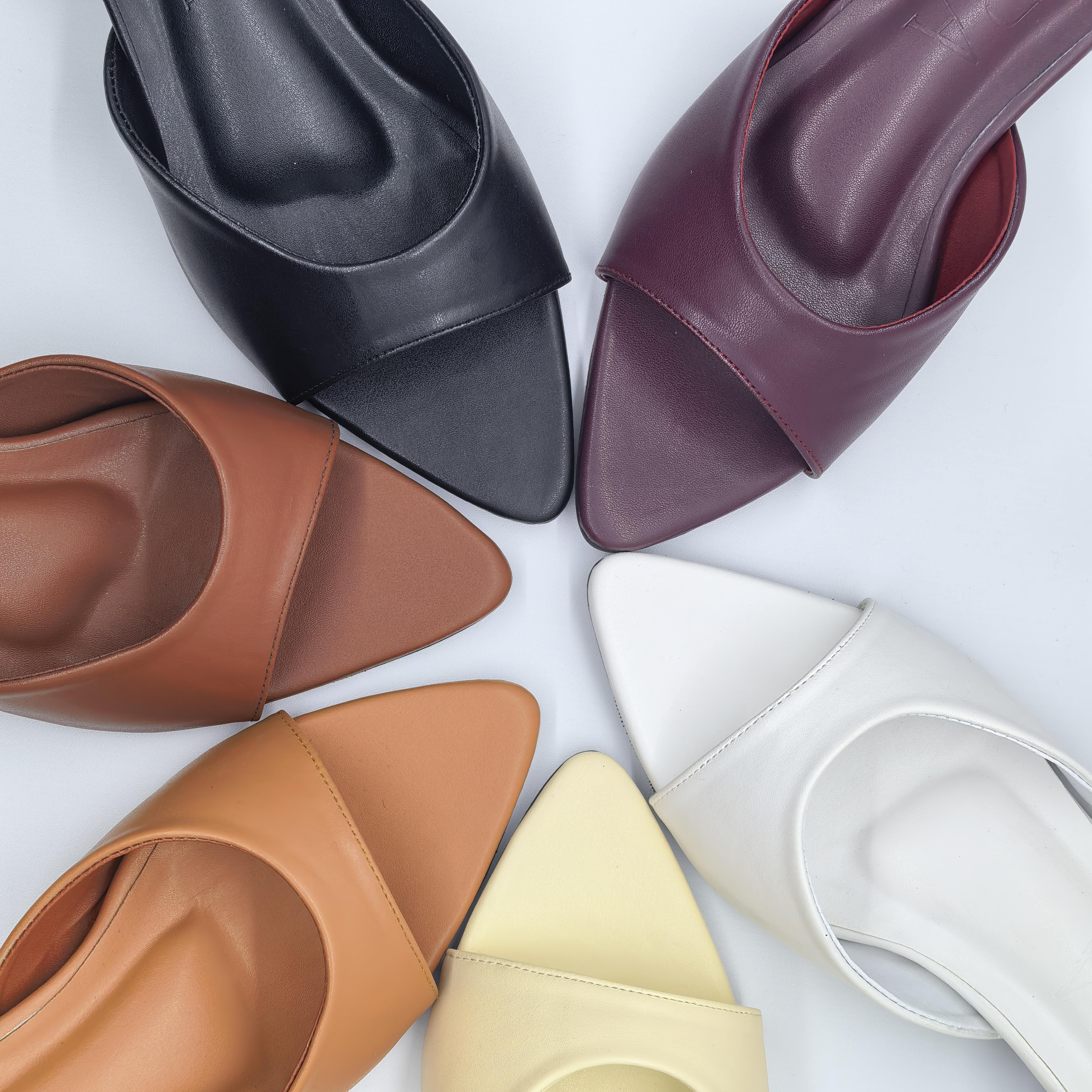 ZUNERA NERA Heels Wanita Tinggi 3cm Mule Sandals Slip-on Open-toe Elegan & Minimalis Material Sintetis Sol Non-slip Ukuran 36-40 Model Terbaru