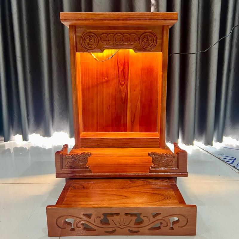[SIÊU CHẠY_CÓ BỆ] Bàn thờ thần tài ông thổ địa mini gỗ xoan 38cm 42cm led vàng có bệ đẹp Decor Trang Trí Nhà Decor Phòng