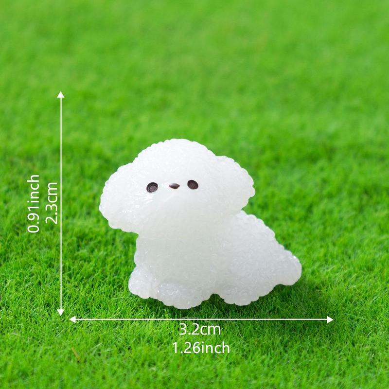 Cute Dog Design Resin Ornament, Mini Luminous Dog Decoration, Desktop Decoration for Home Office Car, Home Decor Supplies 8