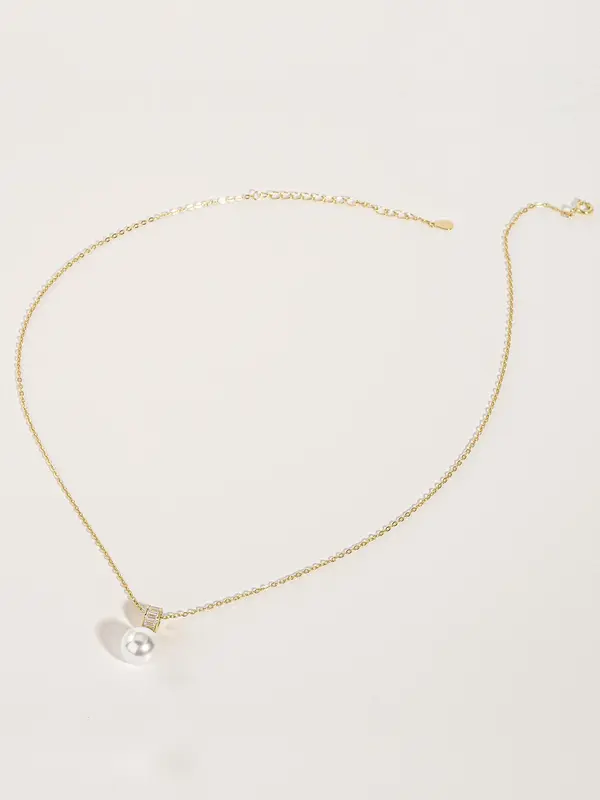 S925 Sterling Silver Faux Pearl Decor Necklace for Women, Fashion Jewelry for Party, Daily Clothing Decor, Trendy All-match & Exquisite Jewelry for Birthday Gift 4